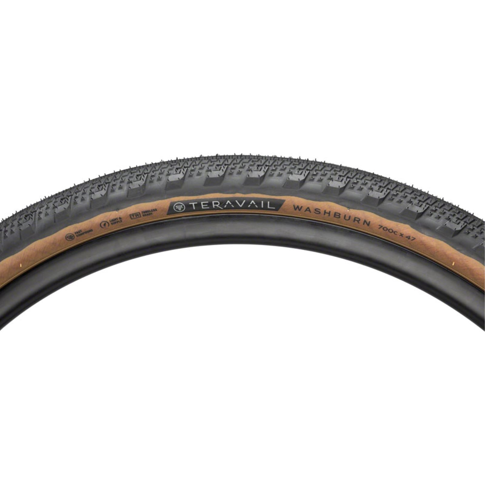 Teravail Washburn Tire - 700 x 47, Tubeless, Folding, Tan, Light and Supple [MPN: 19-000174]_1298750