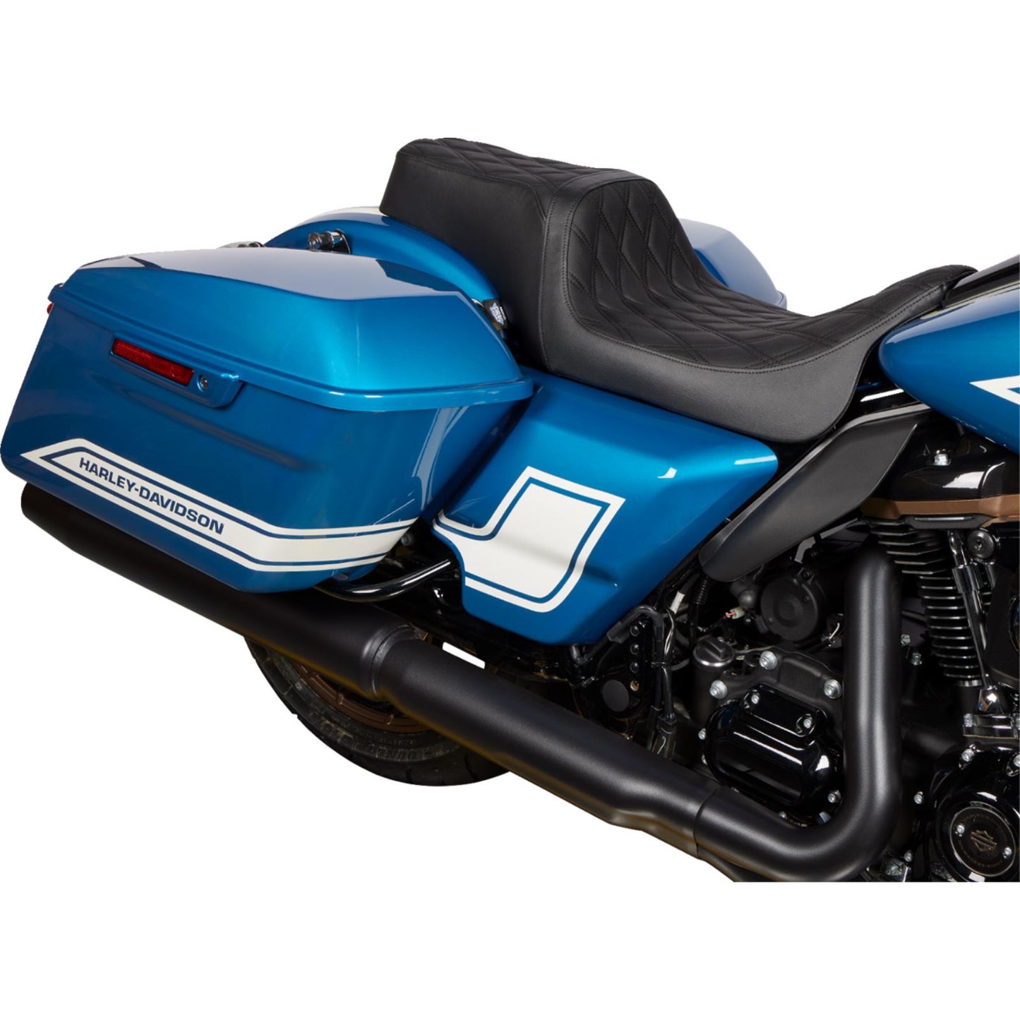 Drag Specialties Predator 1Up Seat - Vinyl - Double Diamond Black Stitch - FLH '08-'23 [MPN: 0801-1483]_1304166