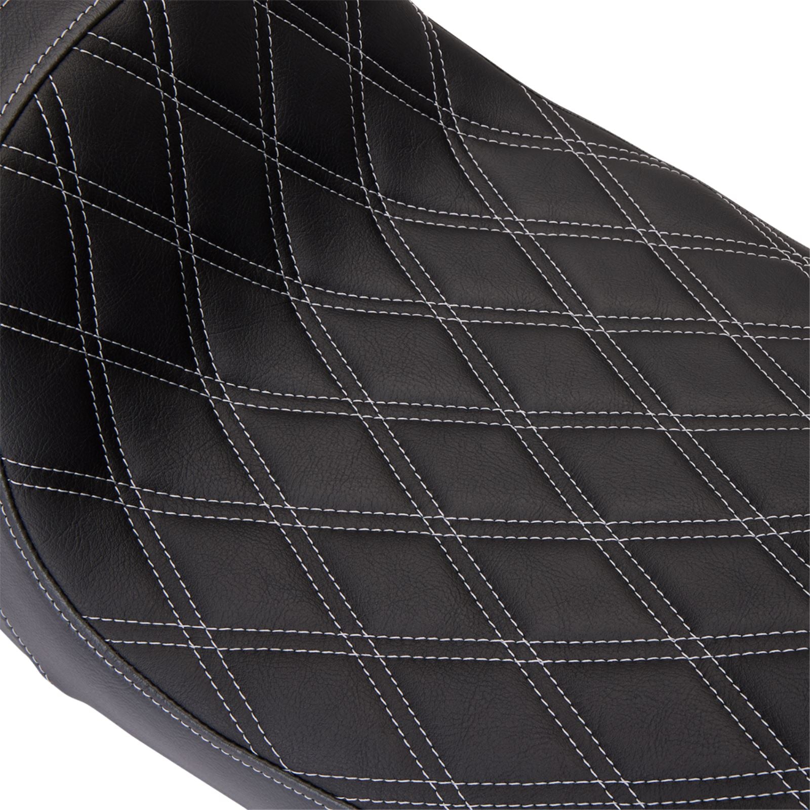 Drag Specialties Predator 1Up Seat - Vinyl - Double Diamond Silver Stitch - FLH '08-'23 0801-1489_1304168