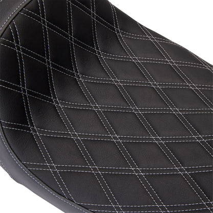 Drag Specialties Predator 1Up Seat - Vinyl - Double Diamond Silver Stitch - FLH '08-'23 0801-1489_1304168