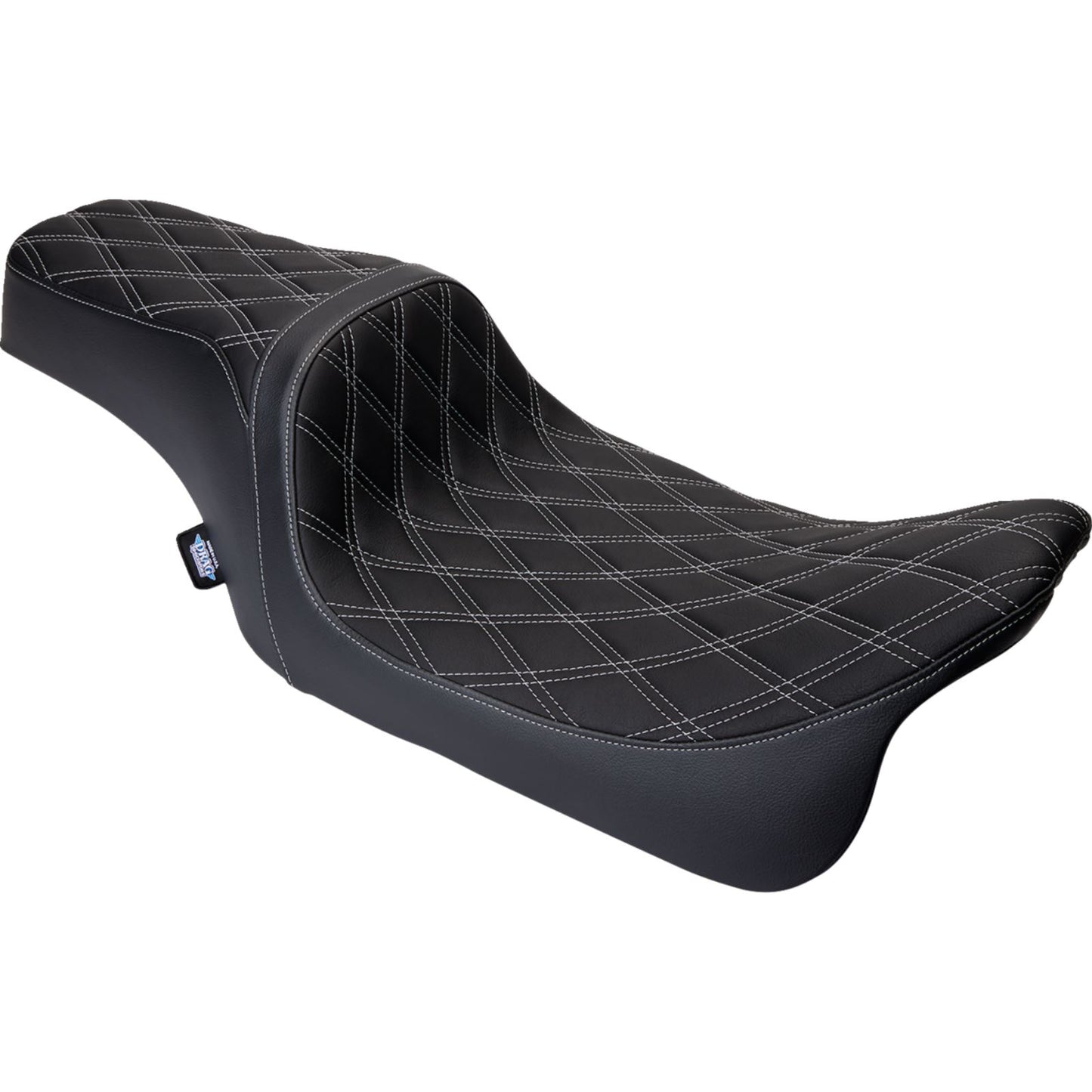 Drag Specialties Predator 1Up Seat - Vinyl - Double Diamond Silver Stitch - FLH '08-'23 0801-1489_1304169