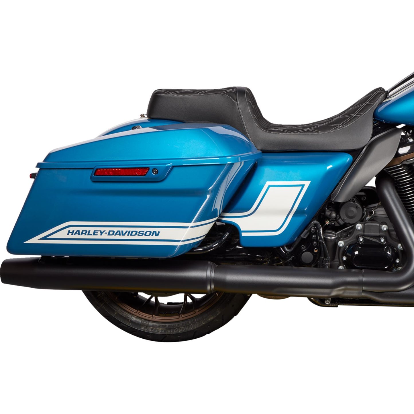 Drag Specialties Predator 1Up Seat - Vinyl - Double Diamond Silver Stitch - FLH '08-'23 0801-1489_1304171