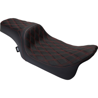 Drag Specialties Predator 1Up Seat - Vinyl - Double Diamond Red Stitch - FLH '08-'23 [MPN: 0801-1491]_1304199