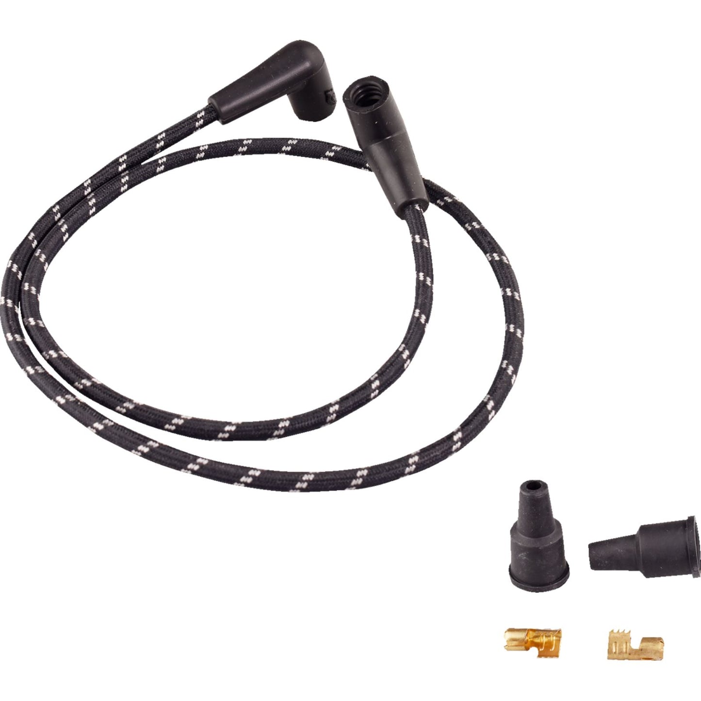 Drag Specialties Plug Wires - Braided - Black/White 2104-0399_1304274