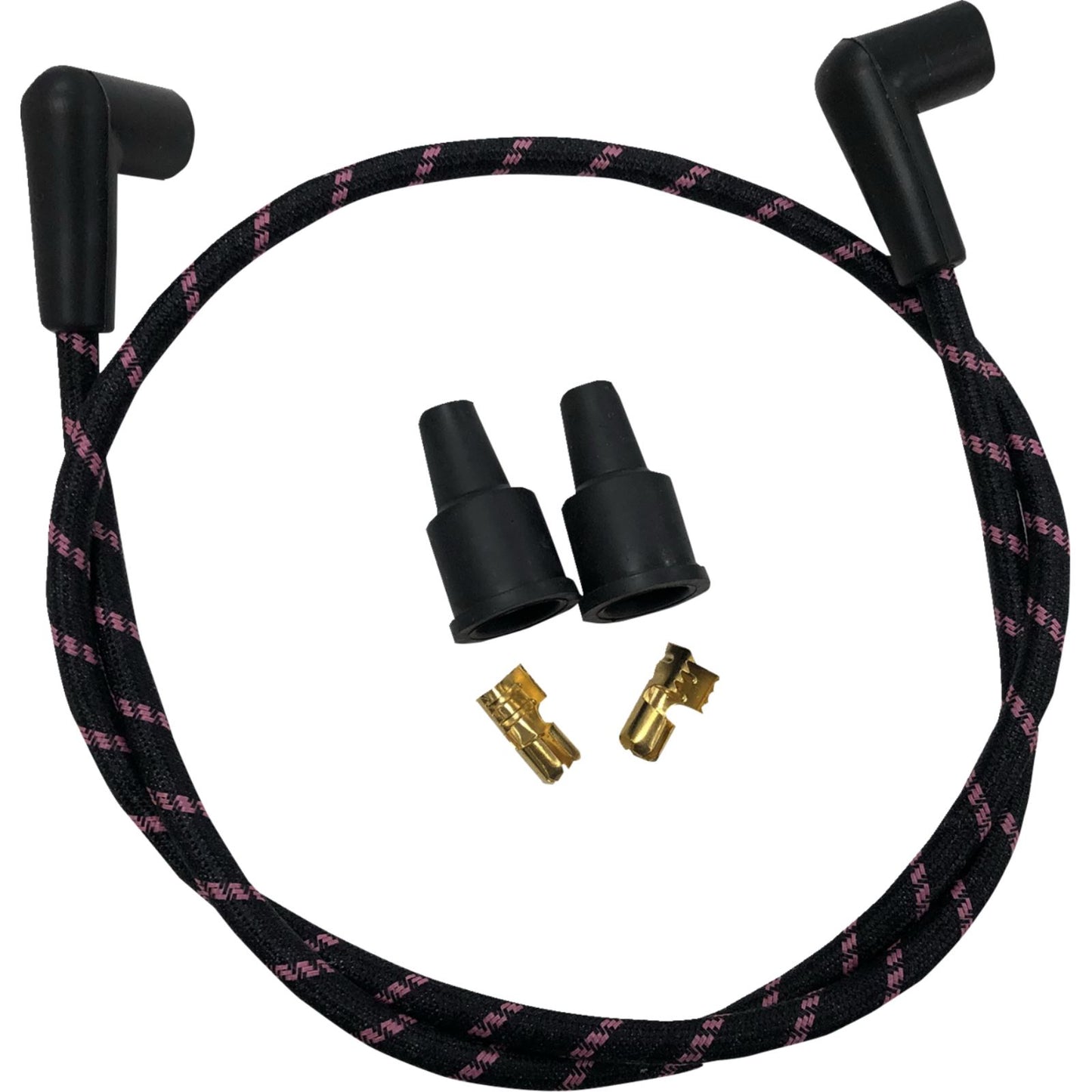 Drag Specialties Plug Wires - Braided - Black/Pink 2104-0401_1312380