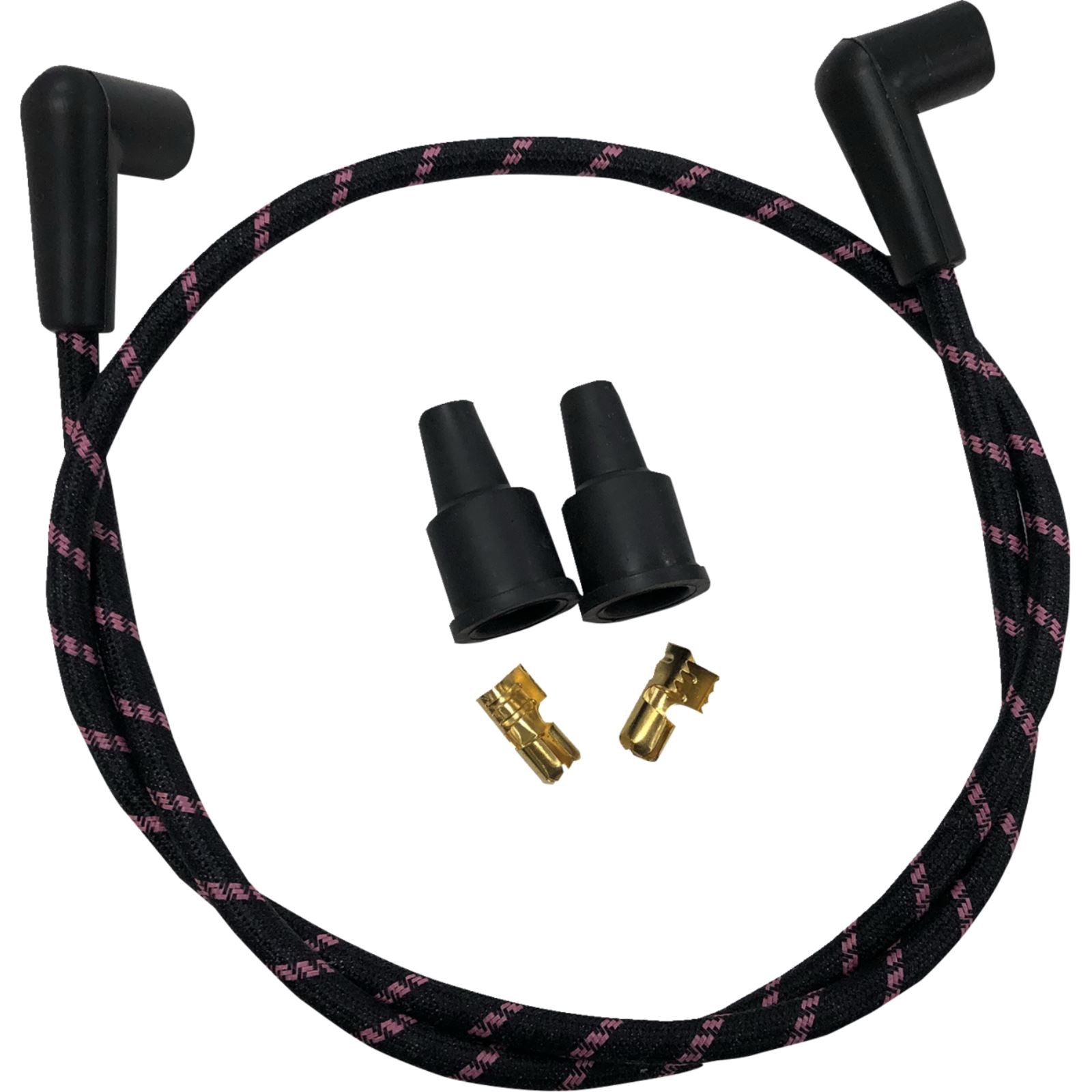 Drag Specialties Plug Wires - Braided - Black/Pink 2104-0401_1312380