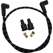 Drag Specialties Plug Wires - Braided - Black/Pink 2104-0401_1312380