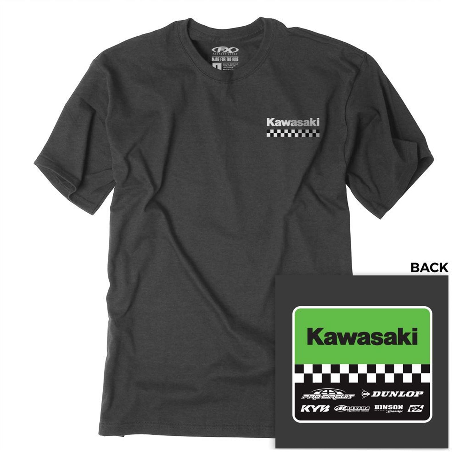 Factory Effex Kawasaki Starting Line Youth T-Shirt - Heather Charcoal_1370476