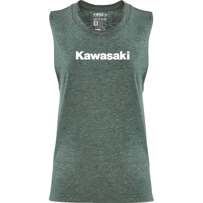 Factory Effex Women's Kawasaki Muscle Tank Top - Heather Forest Green_1371605