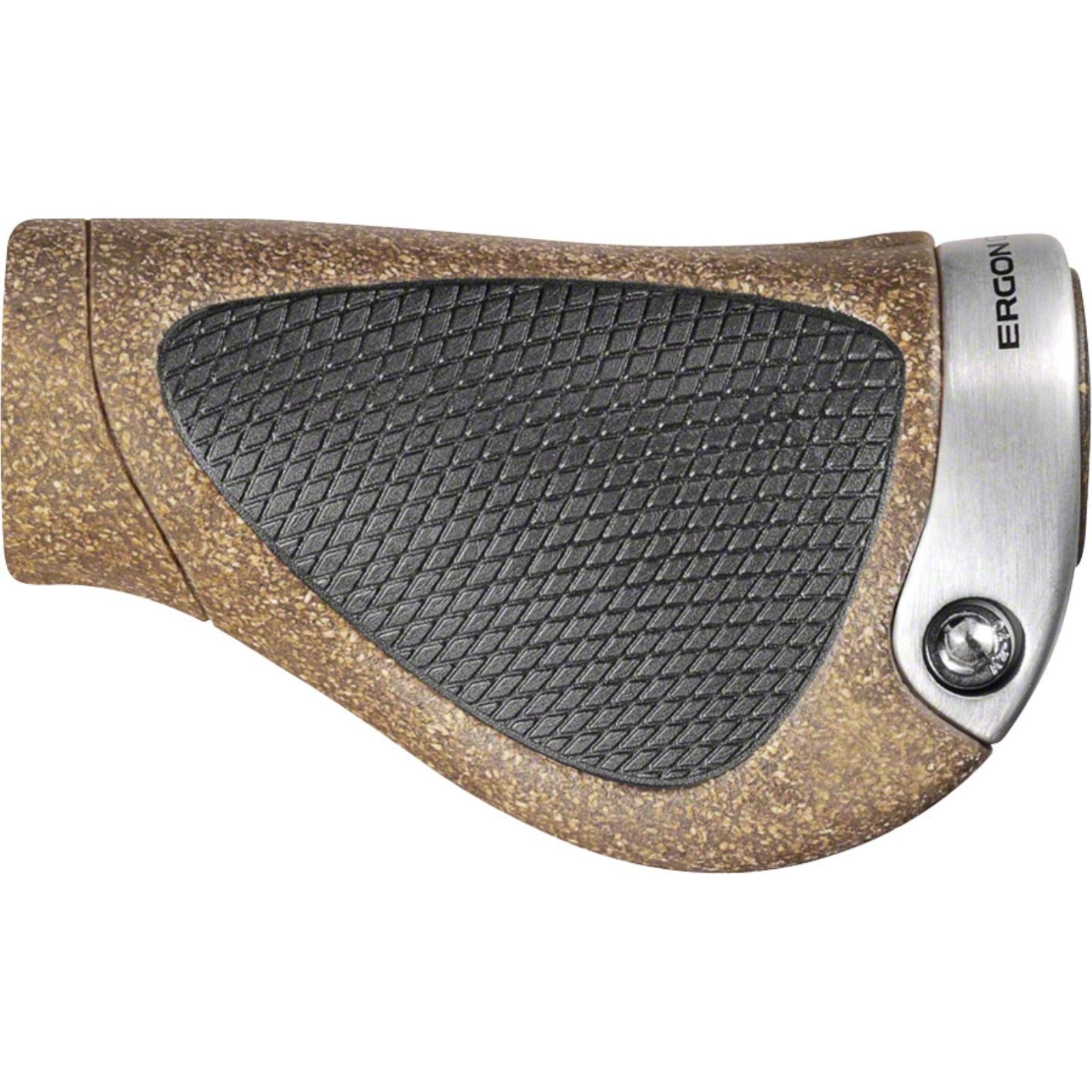 Ergon GP1 BioKork Grips - Black/Tan, Lock-On, Gripshift, Large [MPN: 42410106]_1321586