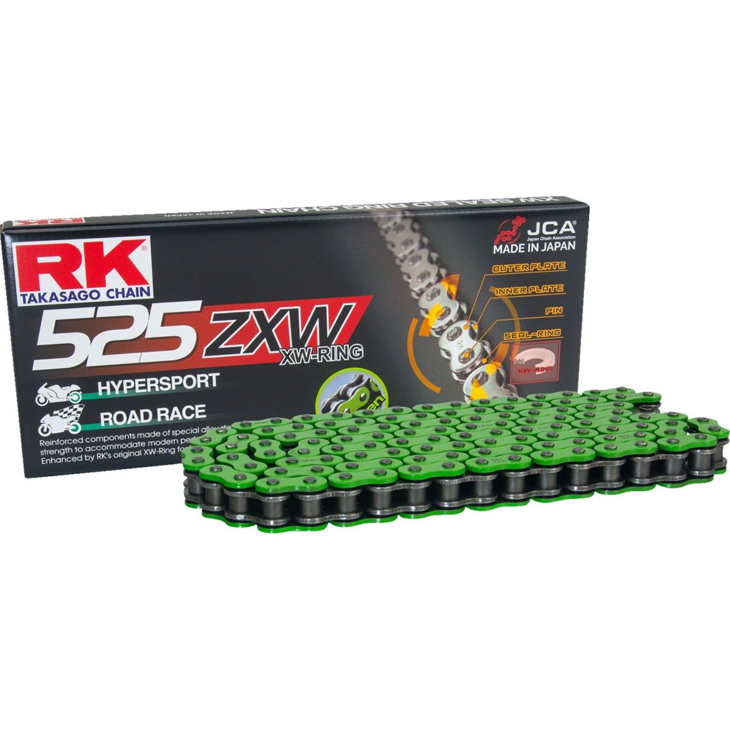 RK Chain 525 ZXW - Drive Chain - 150 Links - Green [MPN: MM525ZXW-150]_1328424