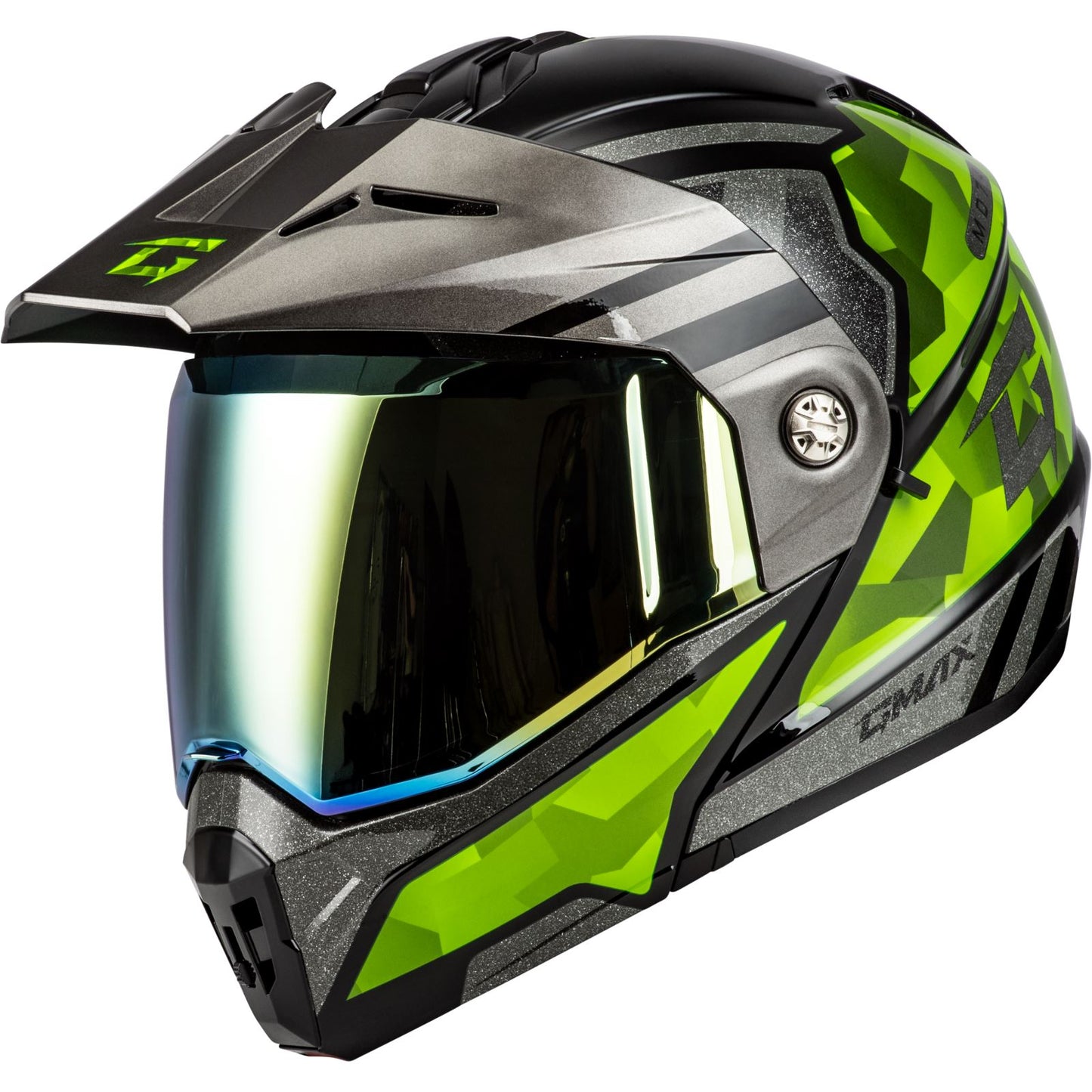 GMax MD-74 Striker Helmet w/Gold Shield - Silver/Green -Large OPEN BOX [MPN: M17411066]_2195251