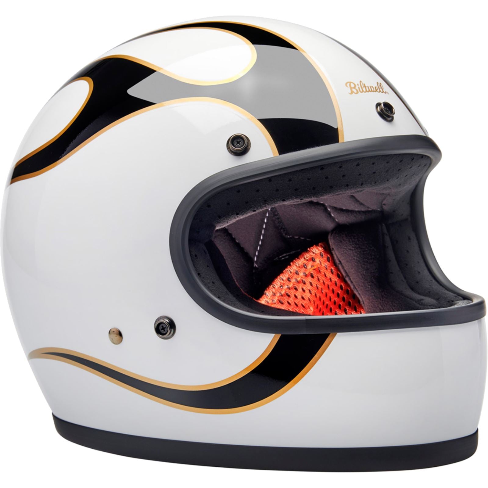 Biltwell Inc. Gringo Helmet - Flames - White/Black_1334104