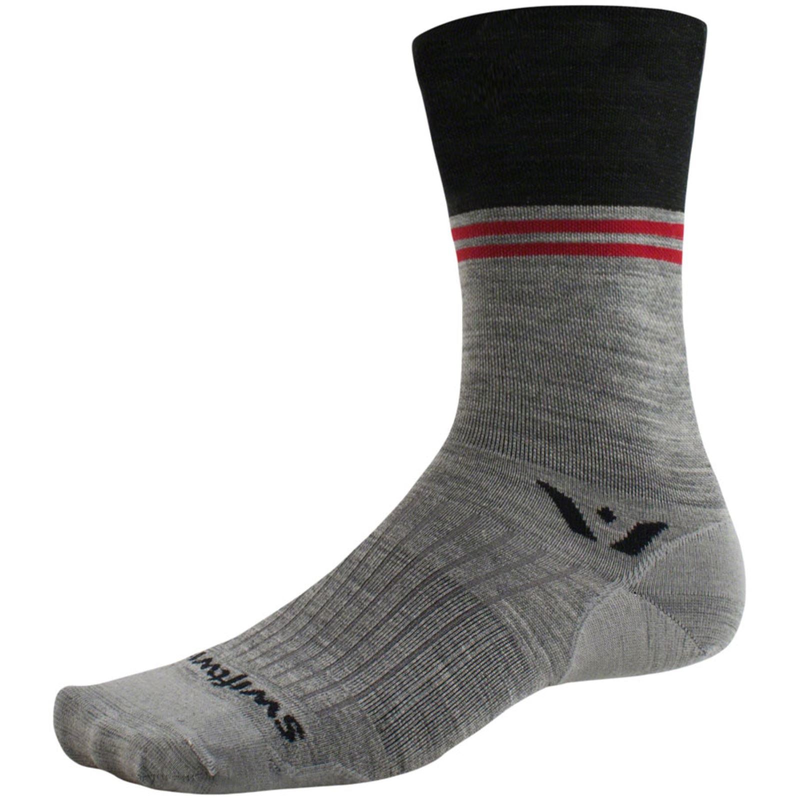 Swiftwick Pursuit Seven Ultralight Socks - 7 inch - Block Stripe Charcoal_1339261