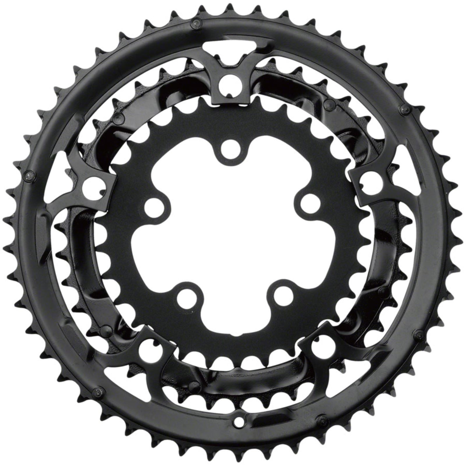 Samox 323ASS Chainring Set - 50/39/30t, 130/74 BCD, Aluminum Outer Ring, Black [MPN: 323ASS]_1341339