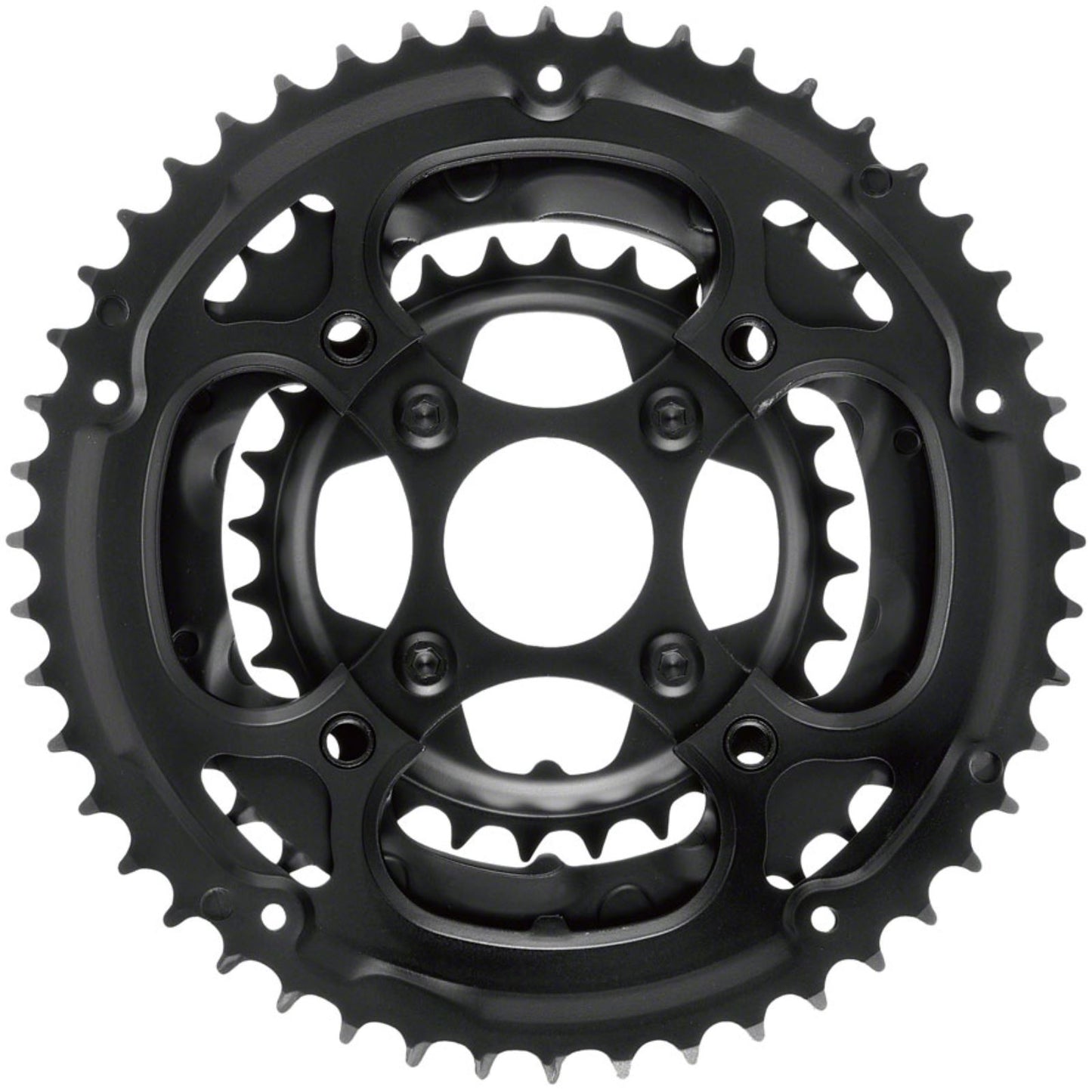 Samox 338ASS Chainring Set - 48/36/28t, 104/64 BCD, Aluminum Outer Ring, Black [MPN: 338ASS]_1341316
