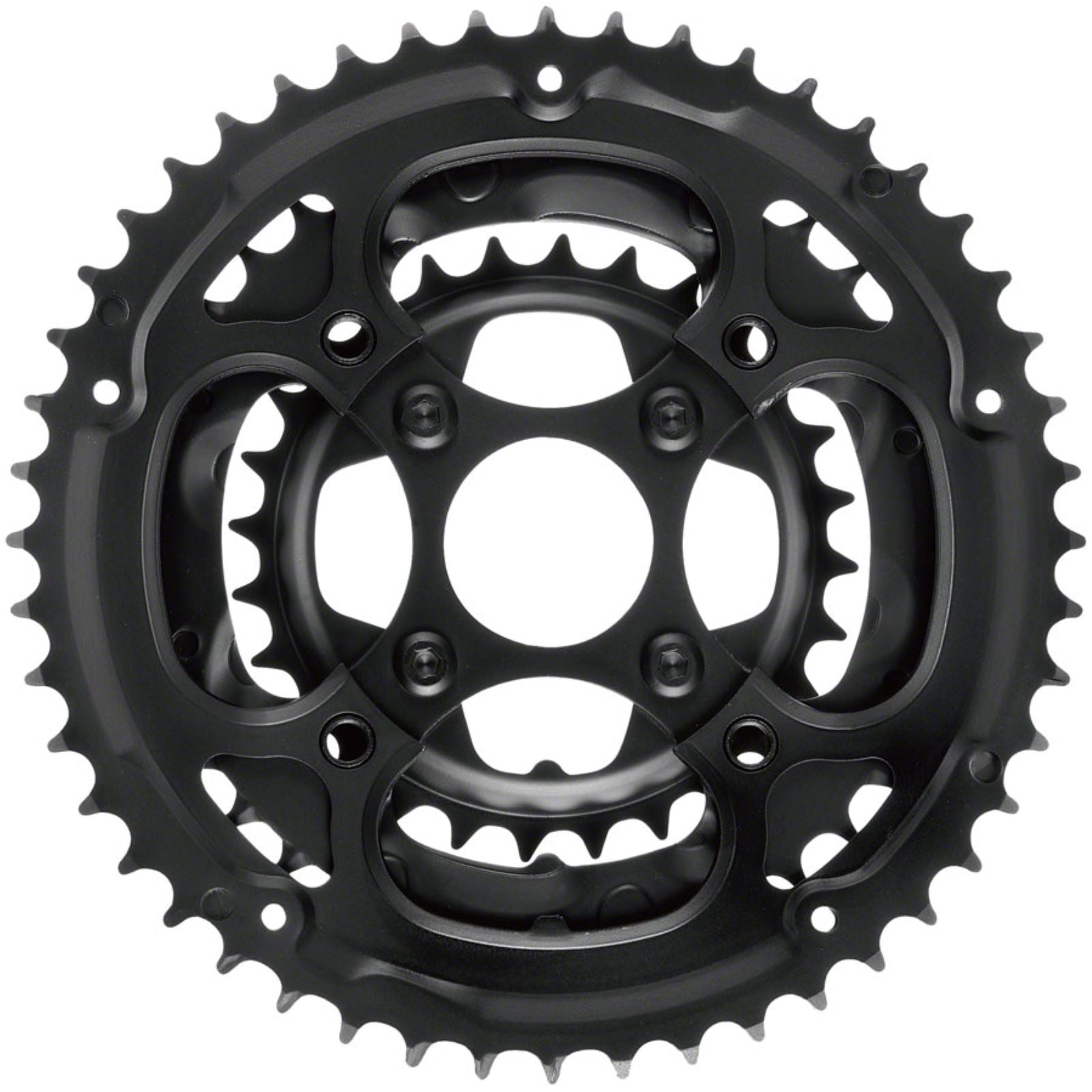 Samox 338ASS Chainring Set - 48/36/28t, 104/64 BCD, Aluminum Outer Ring, Black [MPN: 338ASS]_1341316