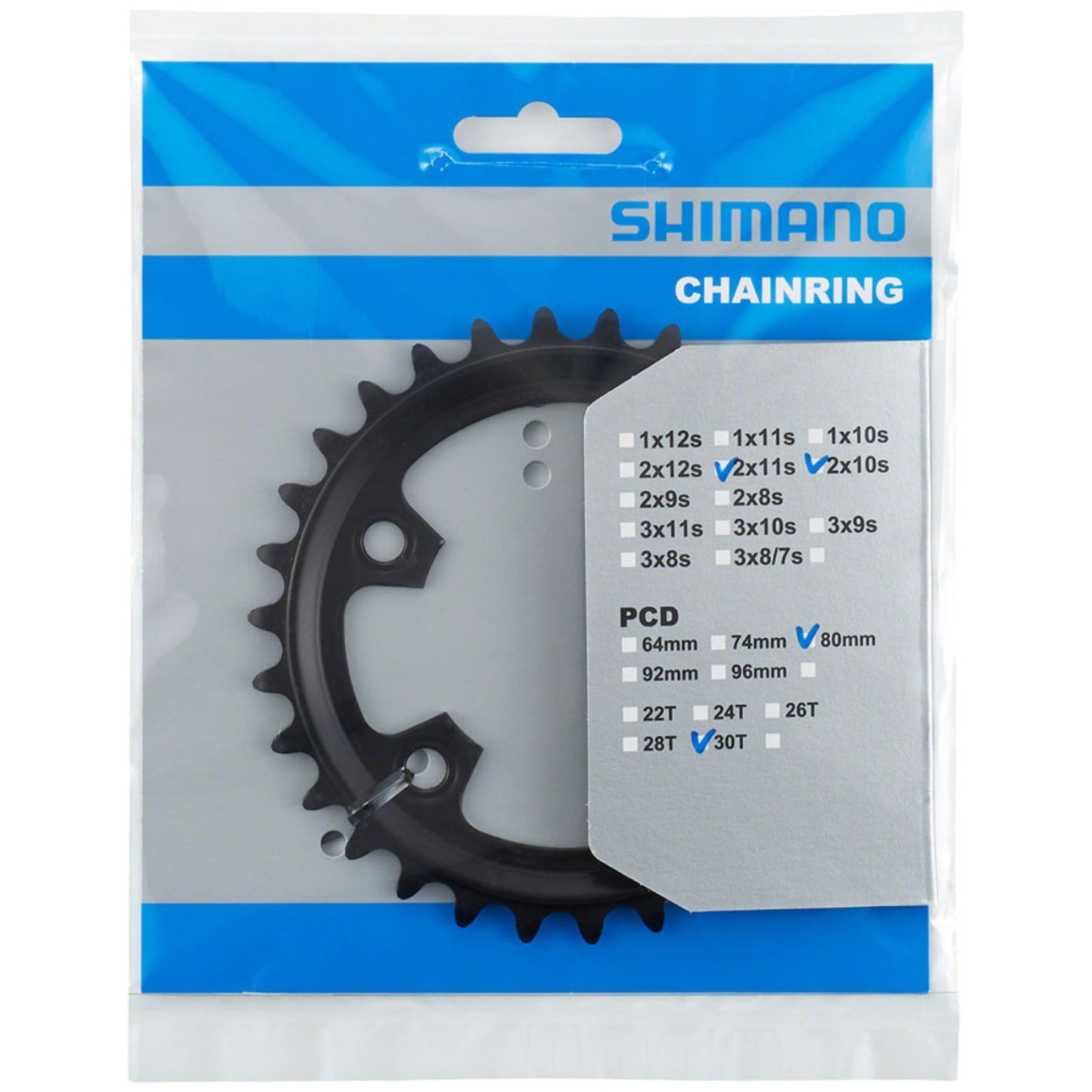Shimano Chainring - 30t - 80mm BCD - For 2x10 and 2x11 - Black [MPN: Y0K630000]_1342725