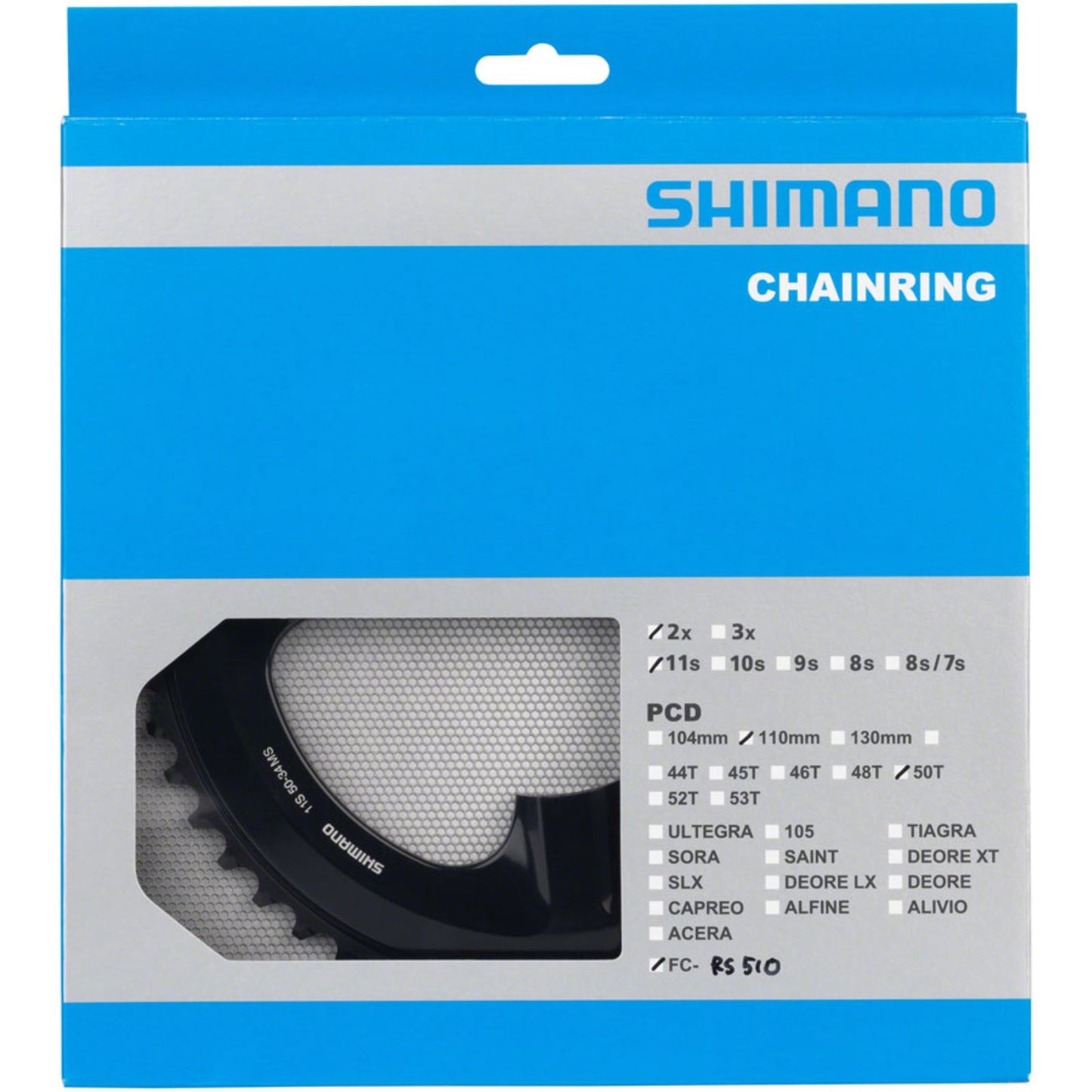 Shimano Chainring - 50t - Asymmetric 110mm BCD - Black - MS - FC-RS510 [MPN: Y1WF98010]_1342730