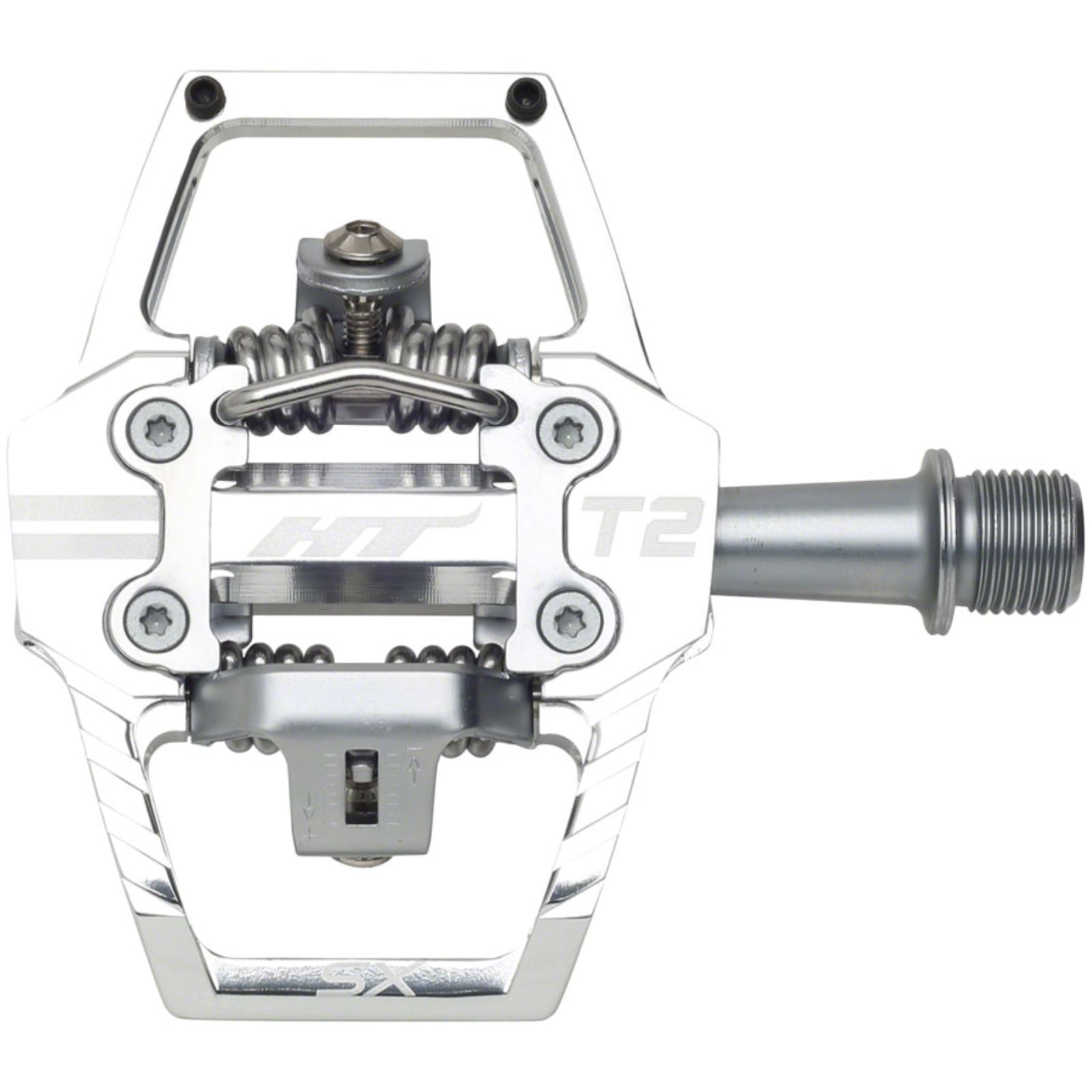 HT Components T2-SX Pedals - Dual Sided Clipless, Al, 9/16", Silver [MPN: 102001T2SXXX2Y01G1X1]_1348060