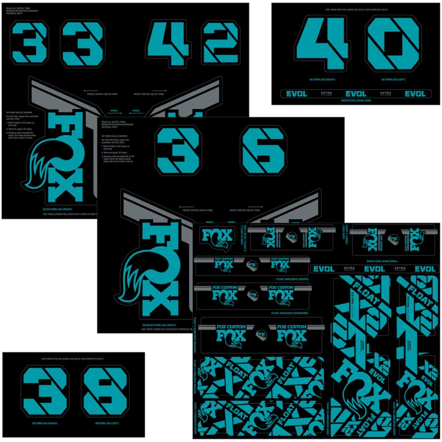Fox Factory Fork and Shock Decal Kit - Turquoise 803-01-735_1351157