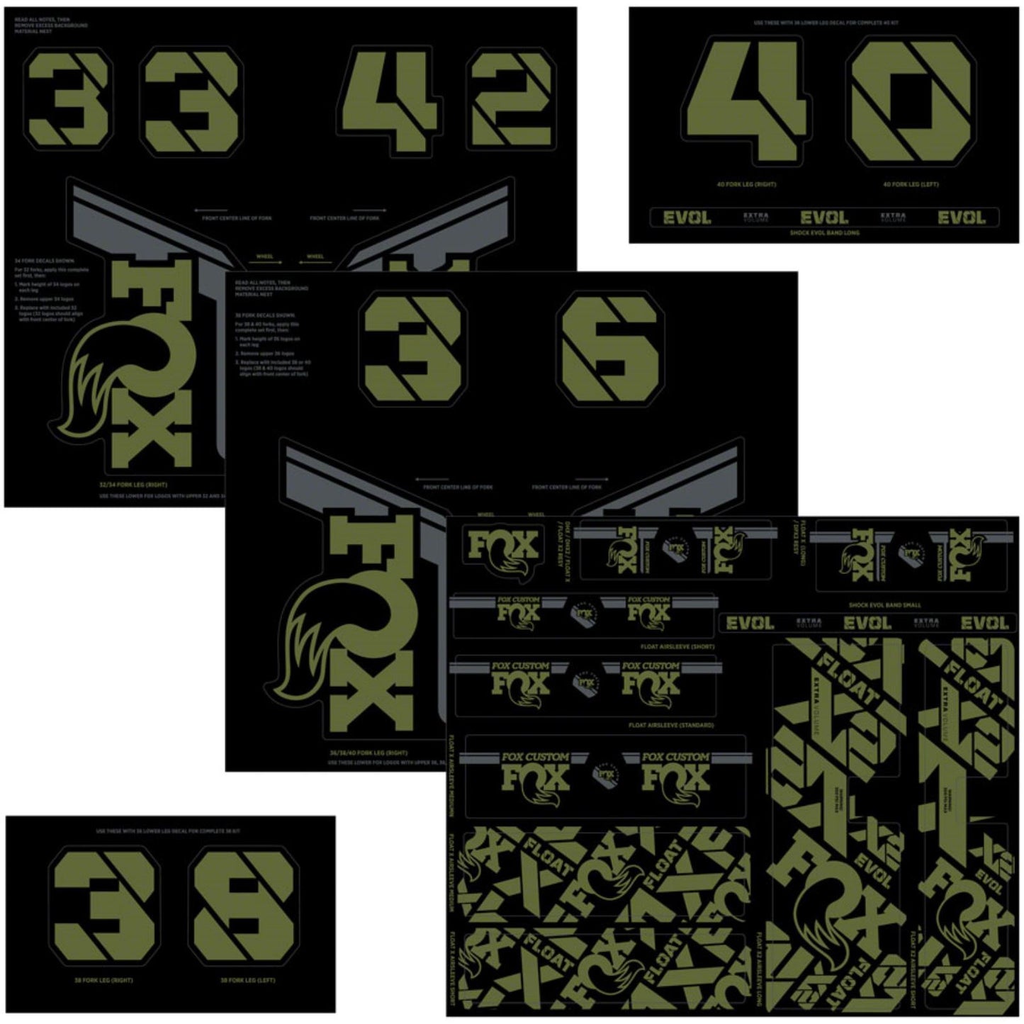 Fox Factory Fork and Shock Decal Kit - Olive Drab 803-01-741_1351144