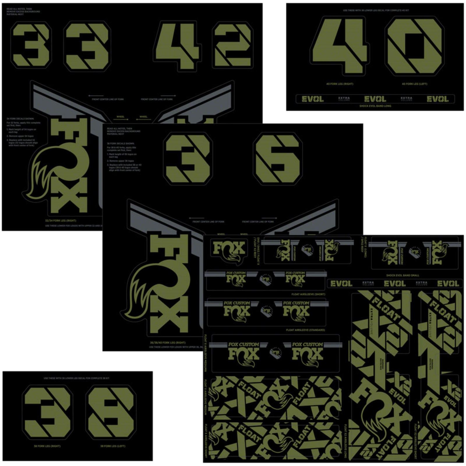 Fox Factory Fork and Shock Decal Kit - Olive Drab 803-01-741_1351144