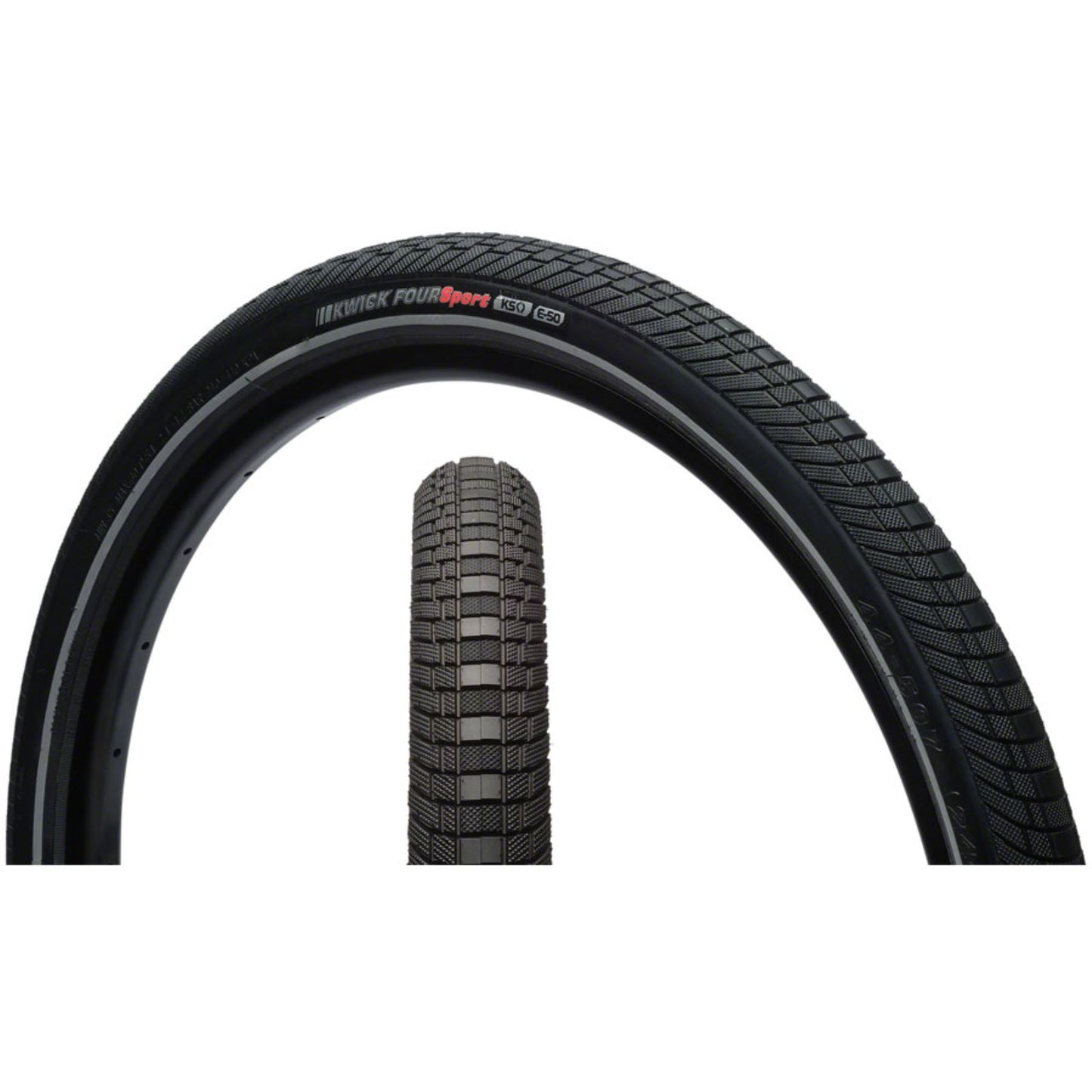 Kenda - Bicycle Kwick Four Tire - 24 x 1.75, Clincher, Wire, Black/Reflective, 60tpi, KS 213276_1353644
