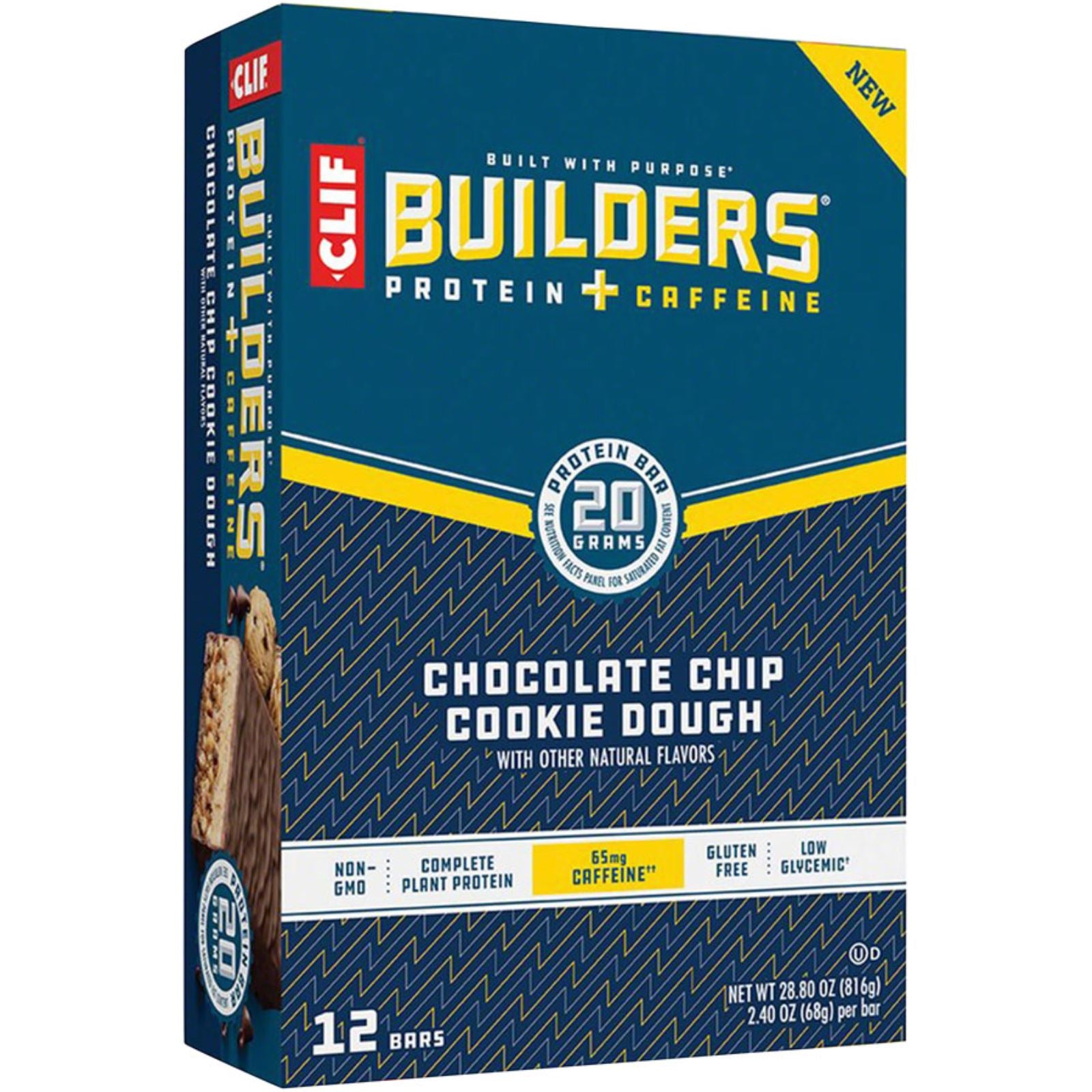 Clif Bar Builder's Bar - Chocolate Chip Cookie Dough w/ Caffeine, Box of 12 [MPN: 7222524430200]_1353938