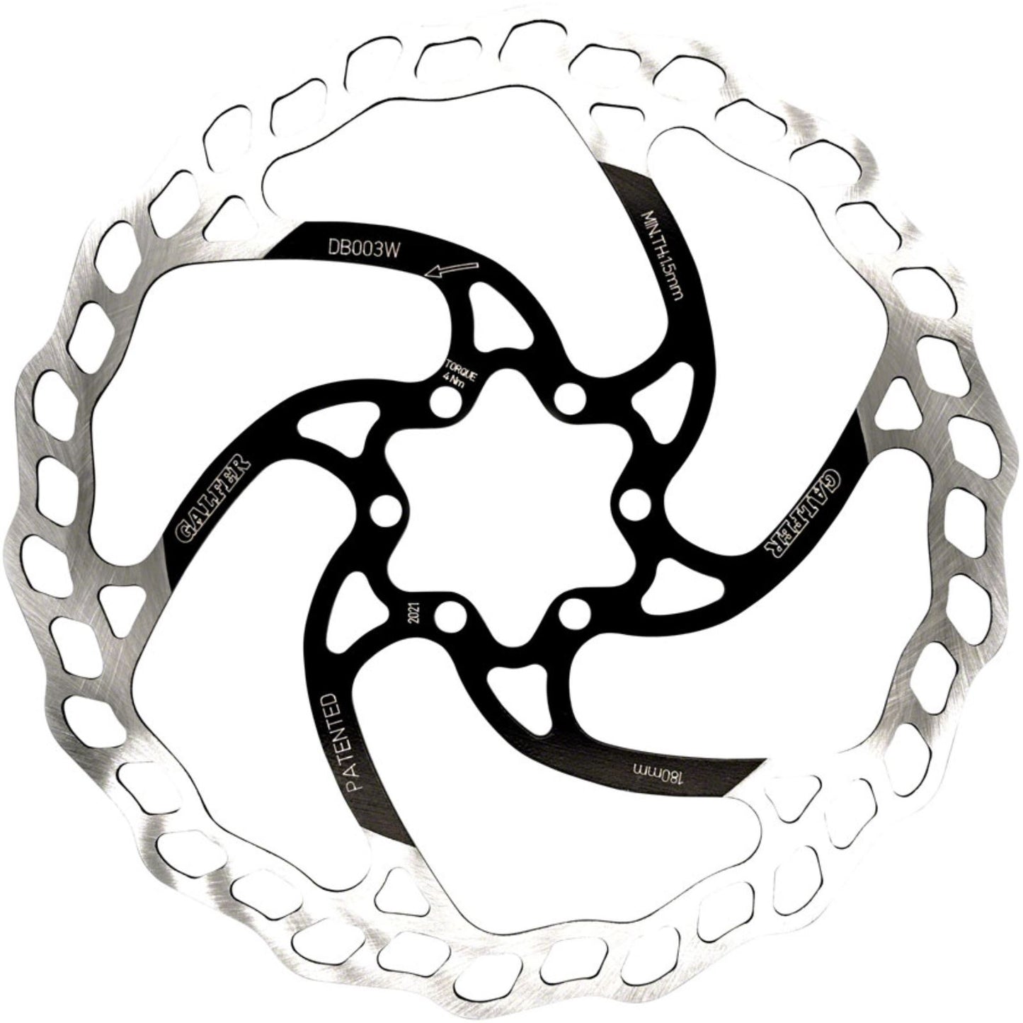 Galfer MTB Disc Brake Rotor - 180mm, 6-Bolt, 1.8mm [MPN: DB003W]_1361203
