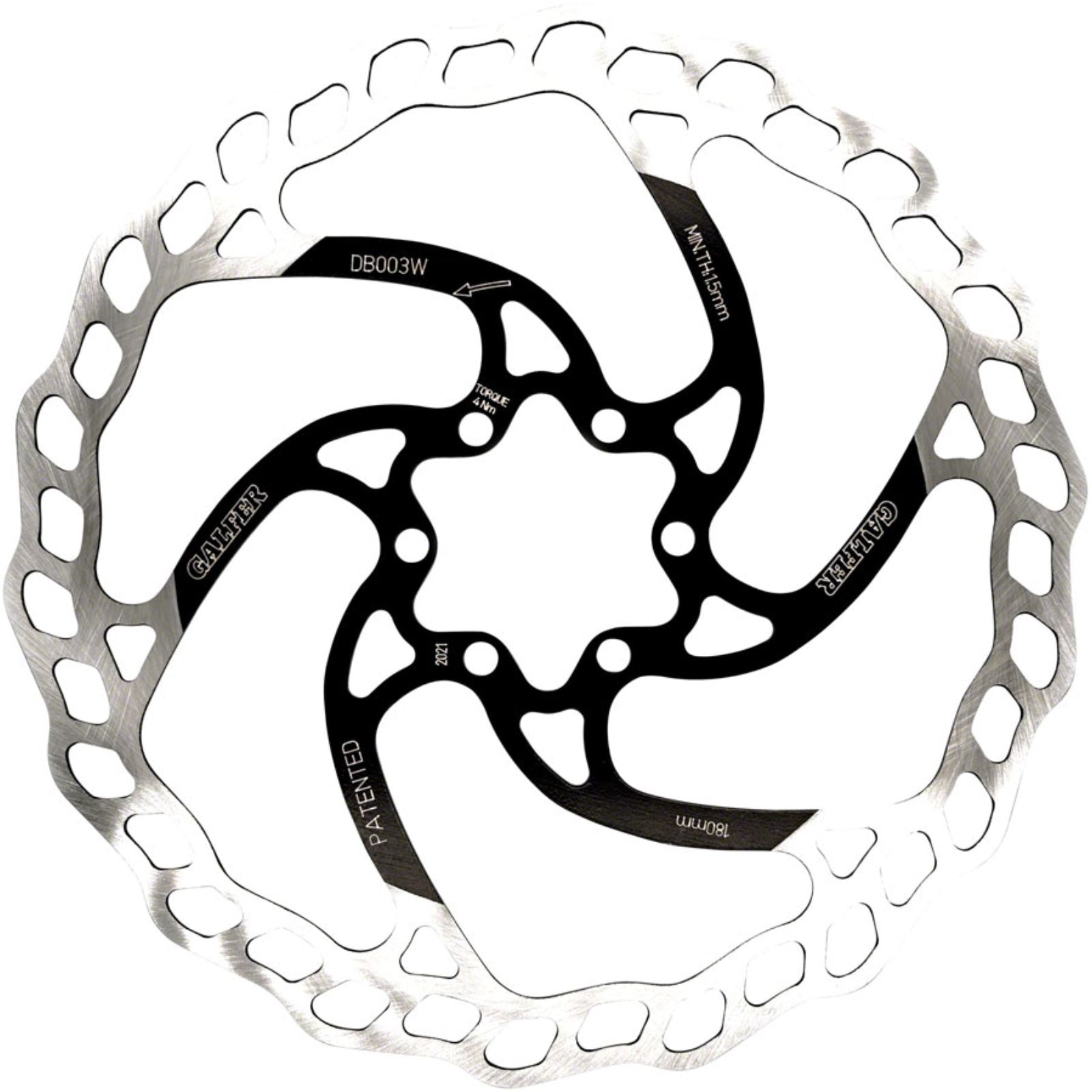 Galfer MTB Disc Brake Rotor - 180mm, 6-Bolt, 1.8mm [MPN: DB003W]_1361203