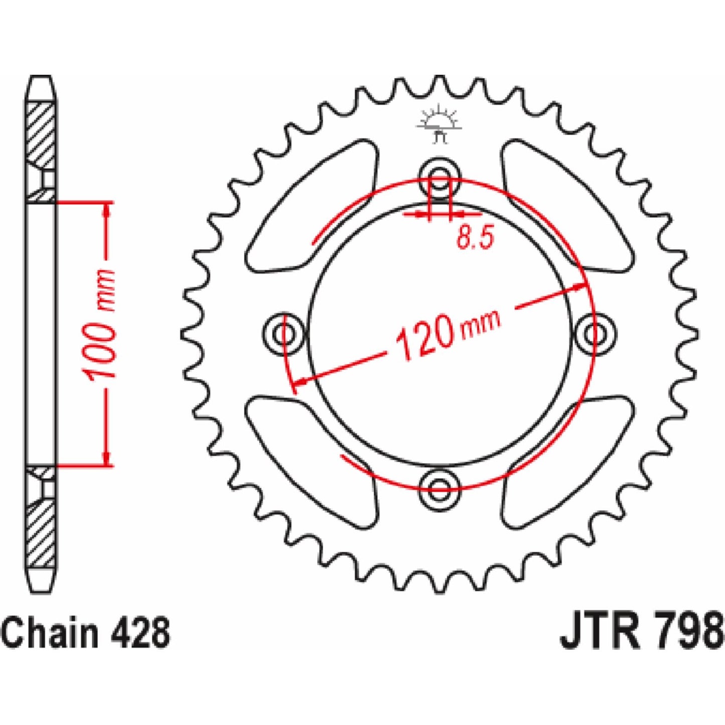 JT Sprockets Rear Sprocket - 51 Tooth for Yamaha JTR798.51_1363641