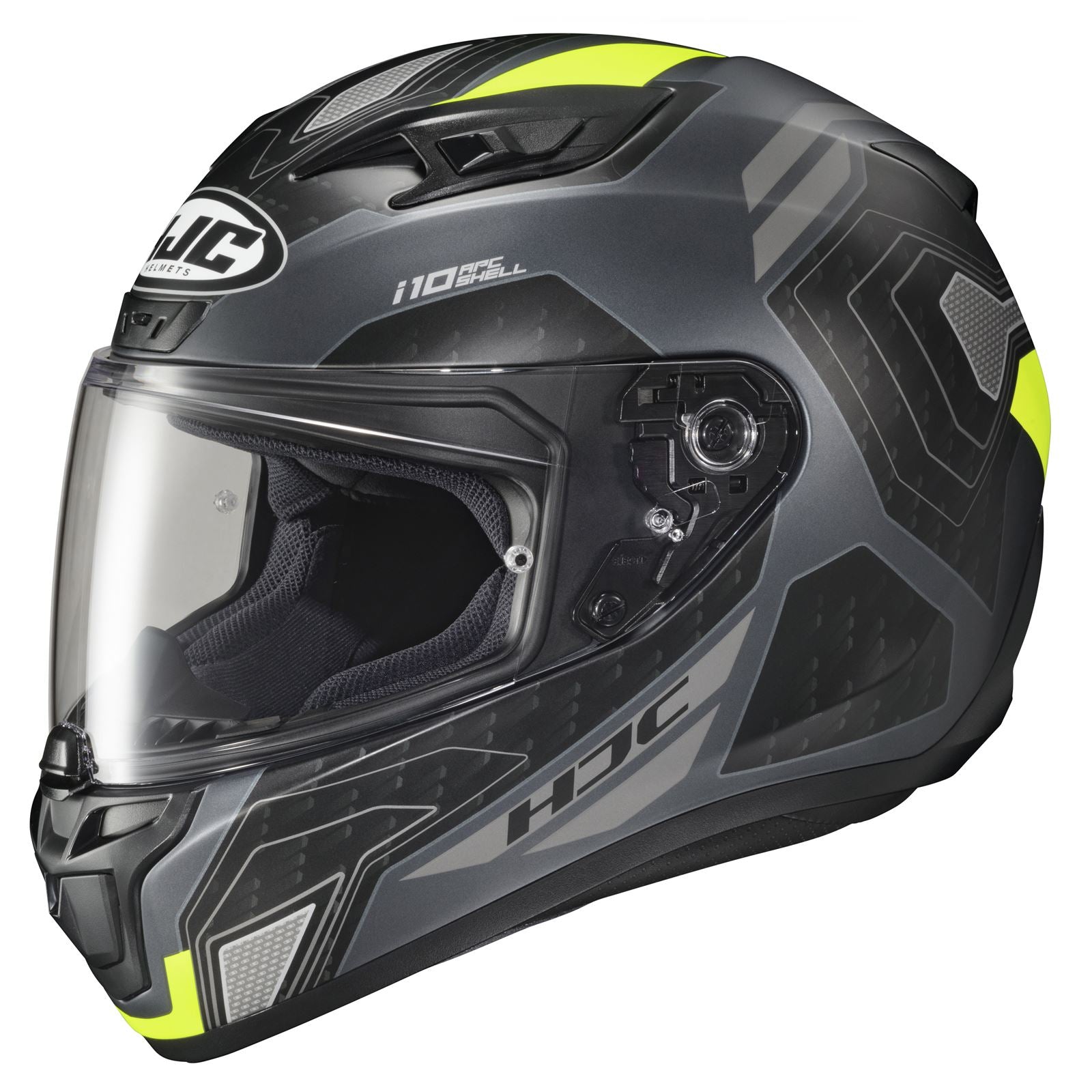 HJC i10 Sonar - Full Face Street Helmet - MC-3HSF - Black/Grey/Hi-Vis Yellow_1436991