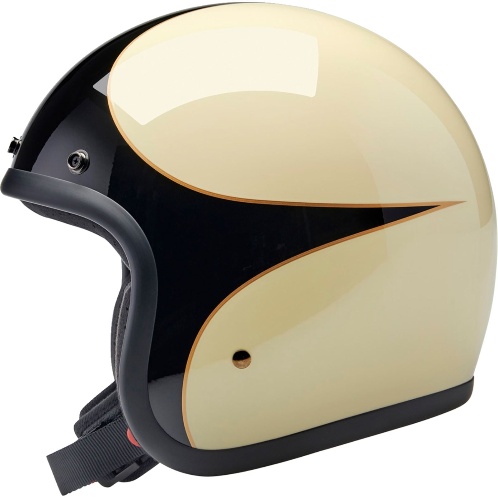 Biltwell Inc. Biltwell Bonanza Helmet - Gloss Vintage White/Black Scallop_1367944