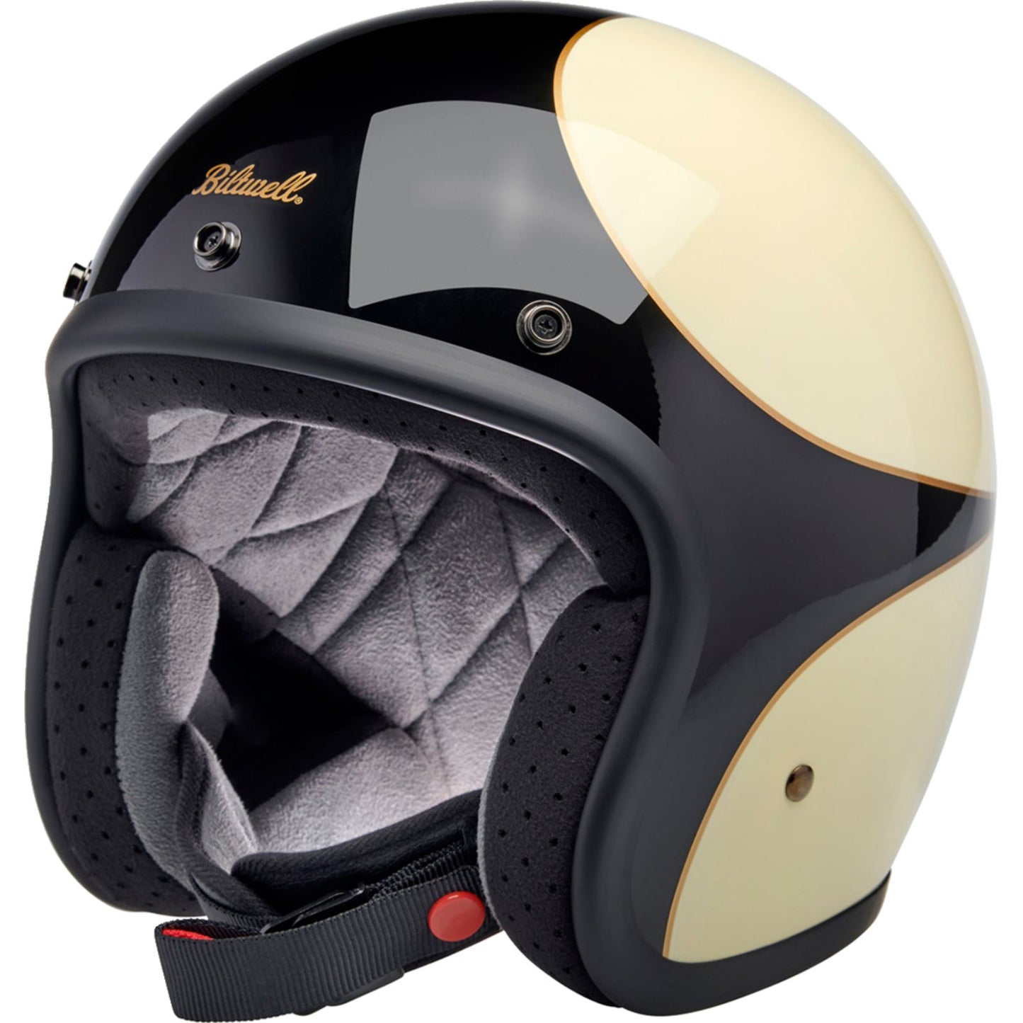 Biltwell Inc. Biltwell Bonanza Helmet - Gloss Vintage White/Black Scallop_1367943