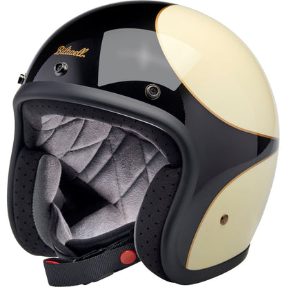 Biltwell Inc. Biltwell Bonanza Helmet - Gloss Vintage White/Black Scallop_1367943