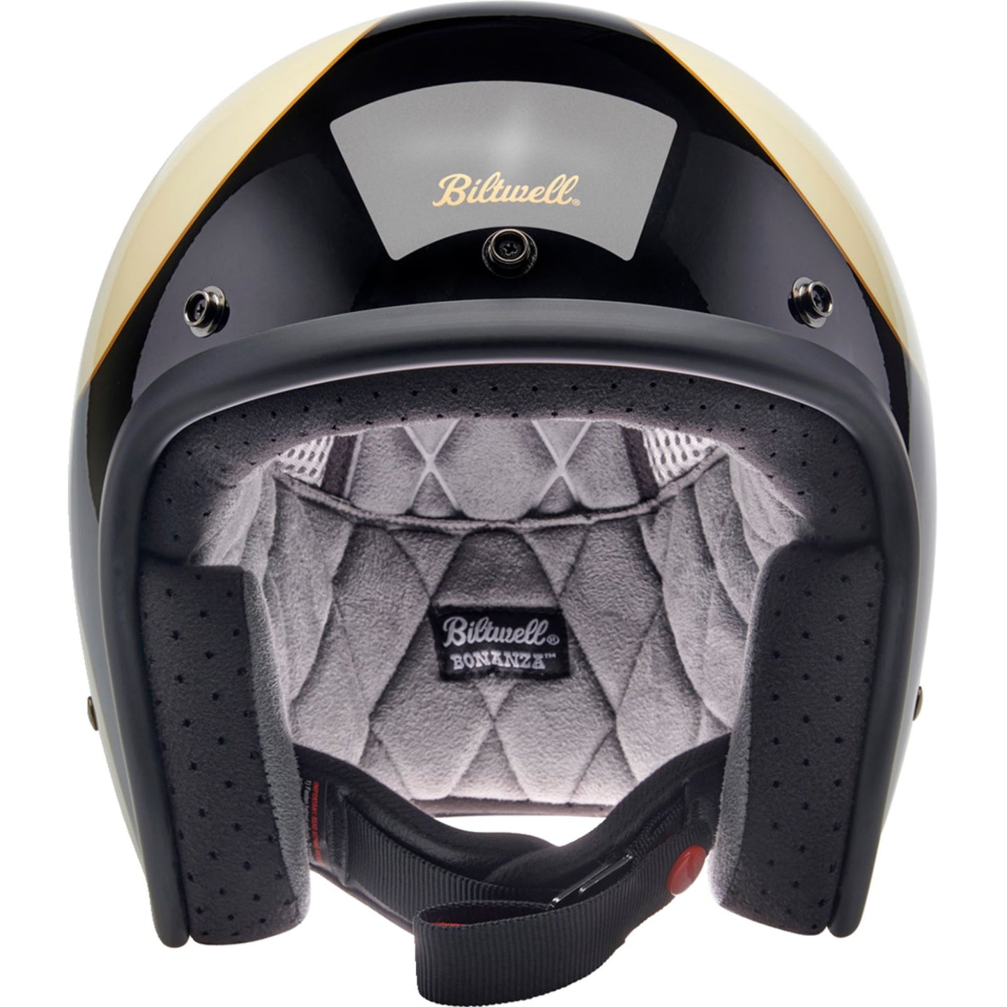 Biltwell Inc. Biltwell Bonanza Helmet - Gloss Vintage White/Black Scallop_1367956