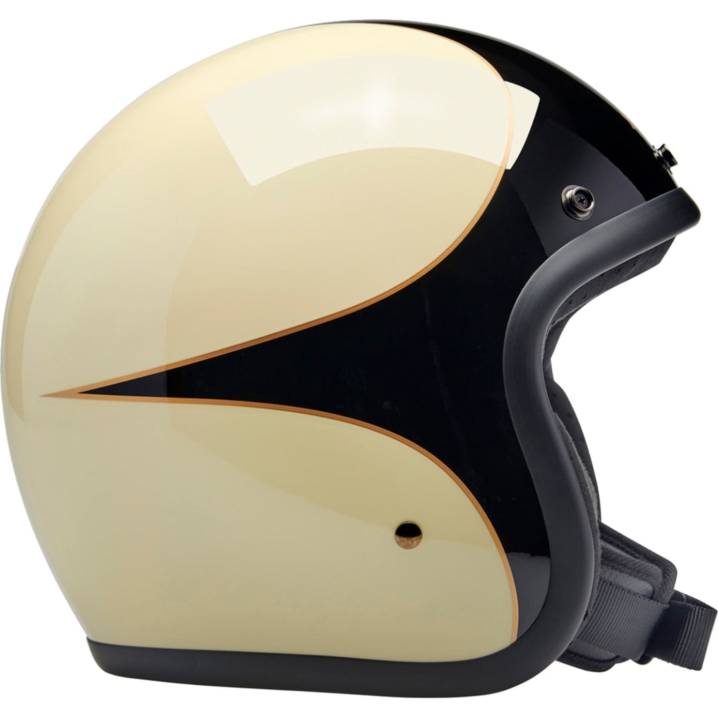 Biltwell Inc. Biltwell Bonanza Helmet - Gloss Vintage White/Black Scallop_1367973