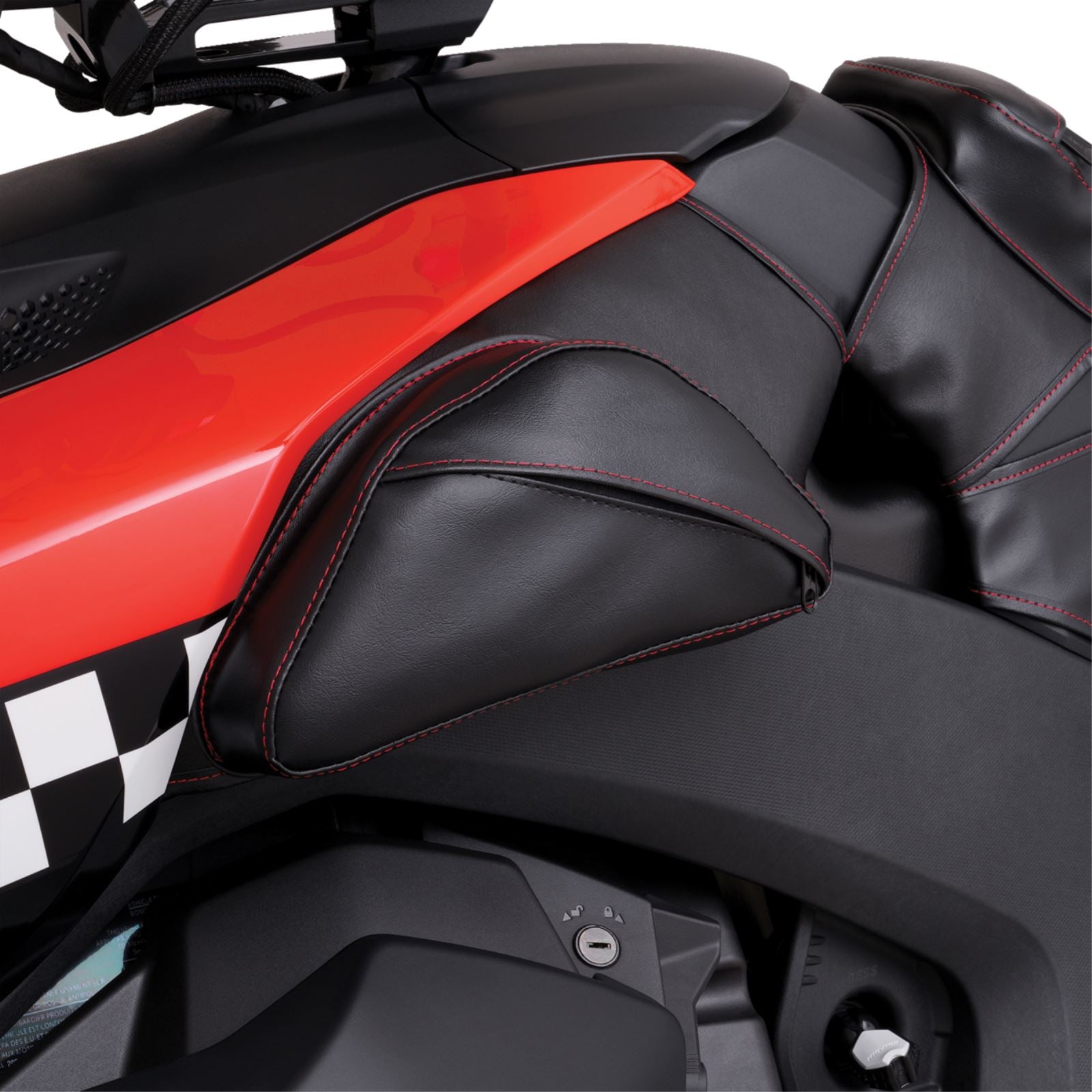 Show Chrome Dual Side Tank Pouch - Ballistic w/ Red Stitch - Ryker H40-401CRED_1373889