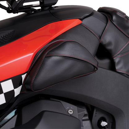 Show Chrome Dual Side Tank Pouch - Ballistic w/ Red Stitch - Ryker H40-401CRED_1373889