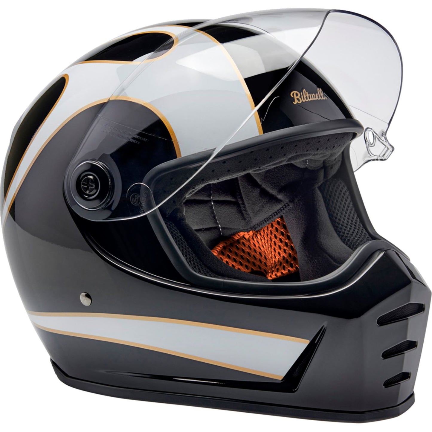 Biltwell Inc. Lane Splitter Helmet - Gloss Black/White Flames_1369130