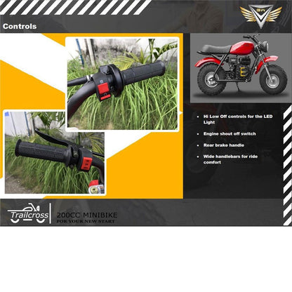 MotoTec USA 200cc 6.5HP Trailcross Gas Powered Mini Bike_1376033