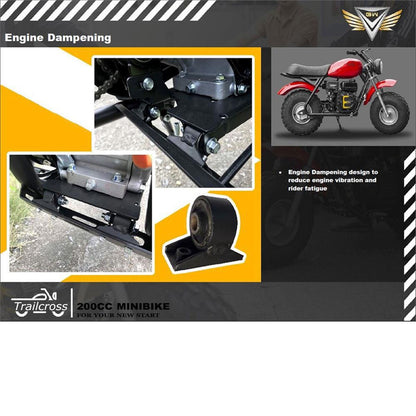 MotoTec USA 200cc 6.5HP Trailcross Gas Powered Mini Bike_1376017