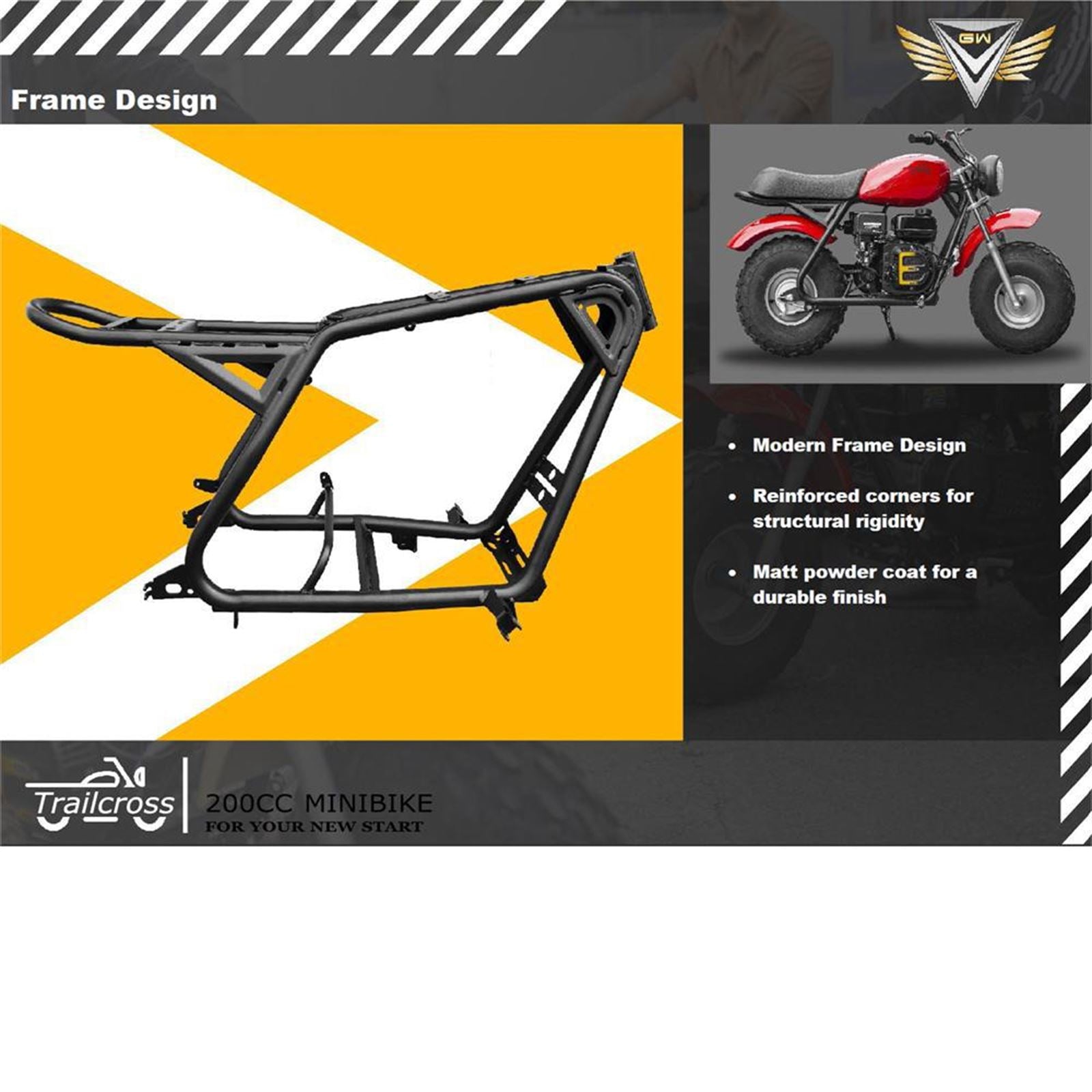 MotoTec USA 200cc 6.5HP Trailcross Gas Powered Mini Bike_1376036