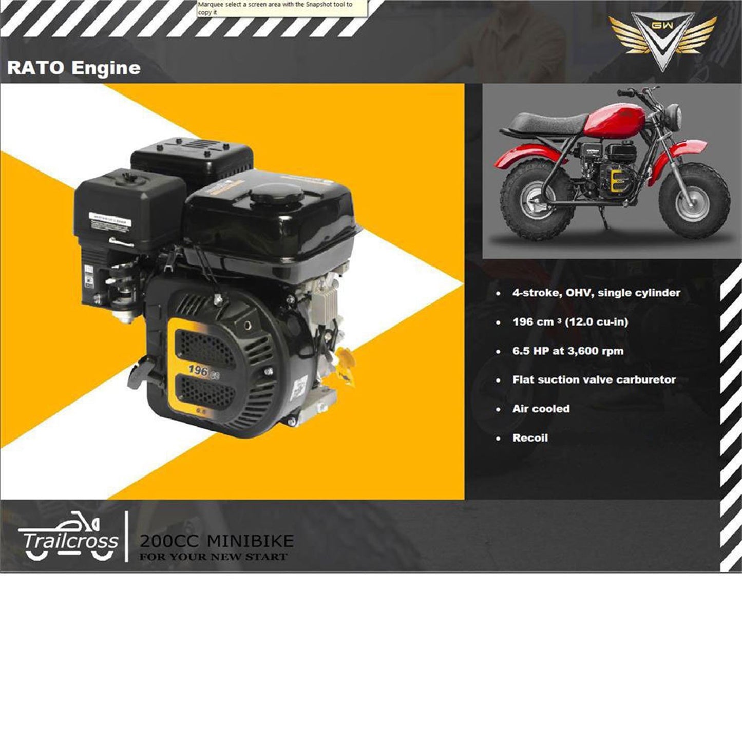 MotoTec USA 200cc 6.5HP Trailcross Gas Powered Mini Bike_1376021