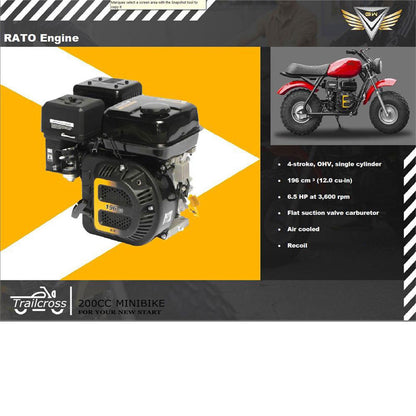 MotoTec USA 200cc 6.5HP Trailcross Gas Powered Mini Bike_1376031
