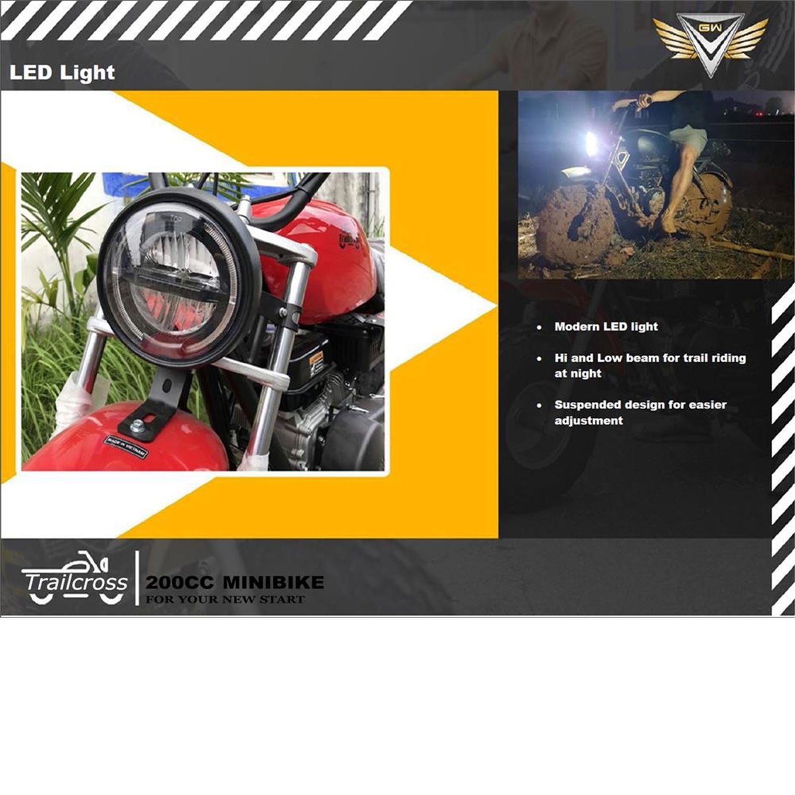 MotoTec USA 200cc 6.5HP Trailcross Gas Powered Mini Bike_1376032