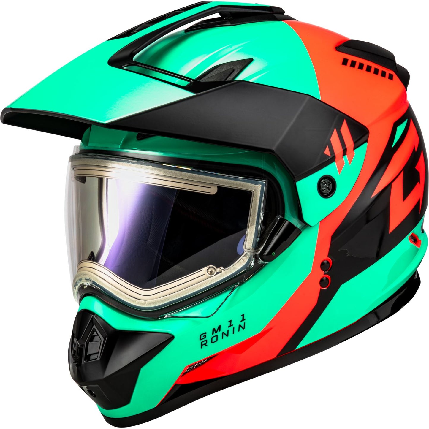 GM-11S Ronin Snow Helmet - w/Electric Shield - Black/Aqua/Coral - XL_1371274
