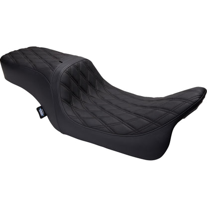 Drag Specialties Predator 2-Up Seat - Vinyl - Double Diamond - w/ Backrest FLH '08-'23 [MPN: 0801-1500]_1371456