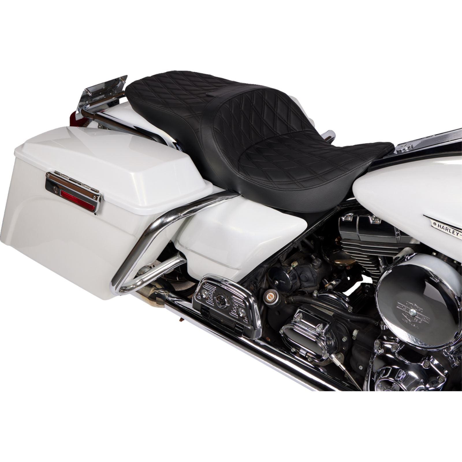 Drag Specialties Freedom Seat - Vinyl - Double Diamond Black Stitch - FLH '97-'07 [MPN: 0801-1504]_1378834